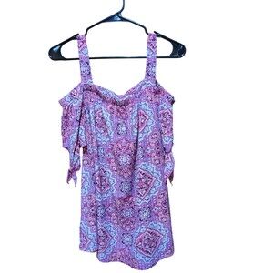 Womens Bobby Brooks  Shoulder Top Size 1X Tie Sleeves